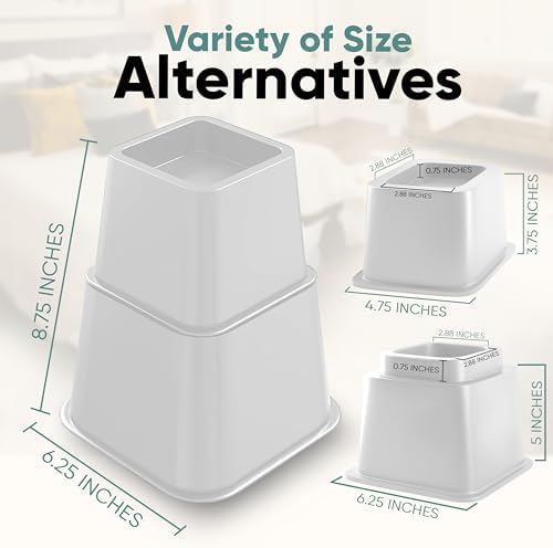 Home Intuition Heavy Duty Adjustable Bed Risers 4 Pack