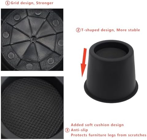 HANIHUA 9 Pack Bed Risers - 4 Heavy Duty for Sofa Bed Desk 3600 lbs Capacity Anti-Slip