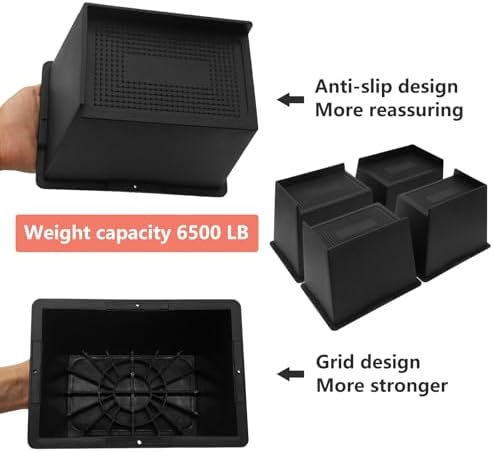 4-Piece SetHeavy-Duty Bed Risers for Sofa Bed and more