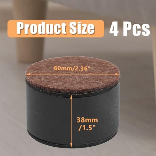 4-Piece Self-Adhesive Furniture Risers Black Heavy Duty Carbon Steel 15 Height