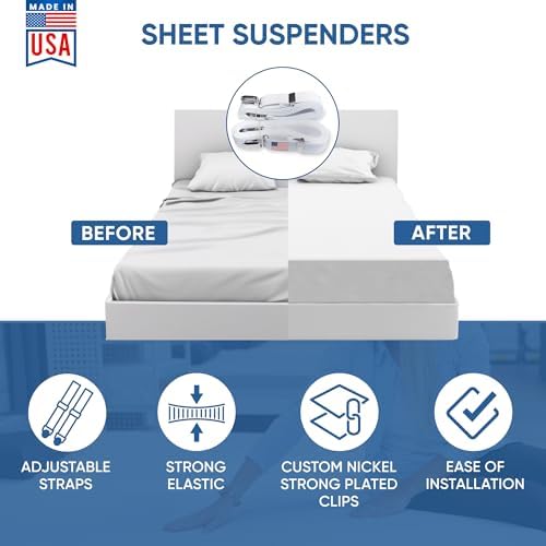 Elastic Sheet Straps with Clips Holder - Secure Bedding for All Mattresses