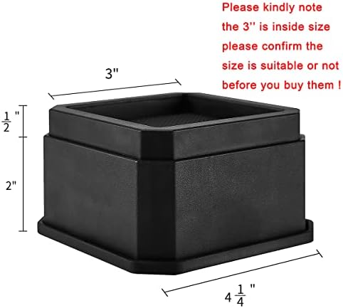 2 Inch Heavy Duty Bed Risers Set of 4 with Rubber Pads