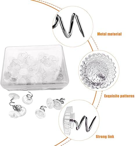 20 Pcs Twist Pins with Clear Heads for Upholstery and Bed Skirts