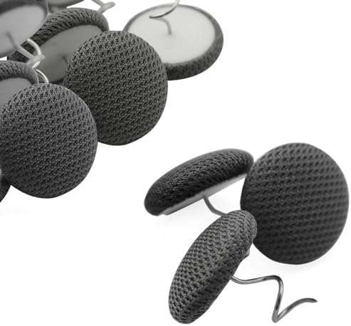 XGNG 12PCS Gray Fabric Covered Button Twist Pins for Bed Skirts and Sofa Covers