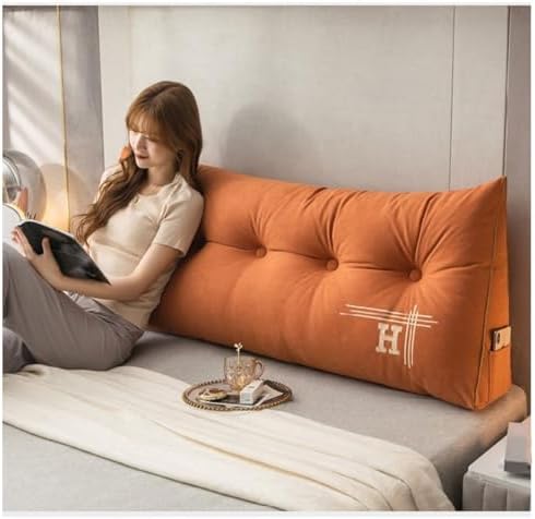 Triangular Headboard Pillow Velvet Daybed Wedge Cushion for Reading and Rest