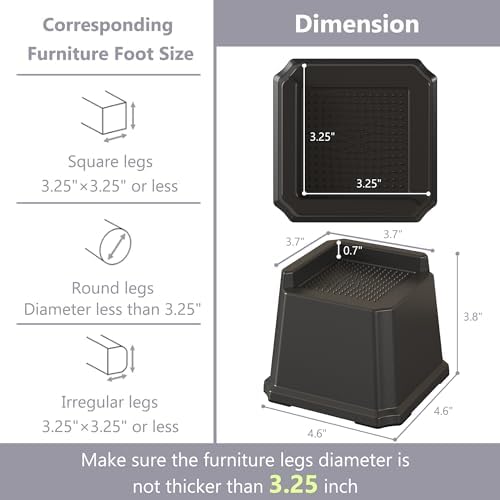 Napnapday Bed Risers 6-Piece Set - Heavy Duty Eco-Friendly 1500 Lbs