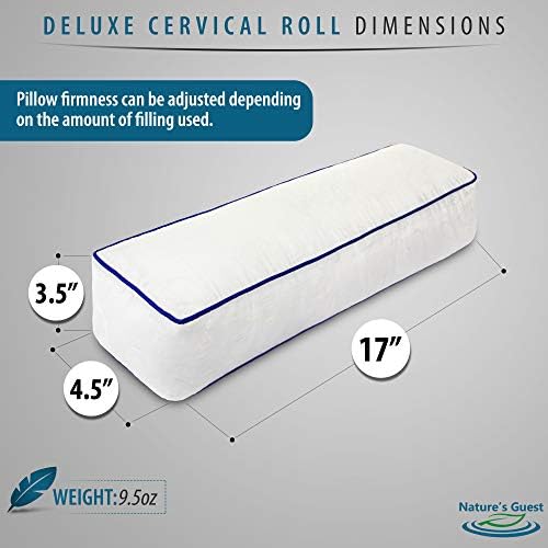 NaturesGuest Adjustable Cervical Neck Roll Bolster Pillow for Better Sleep