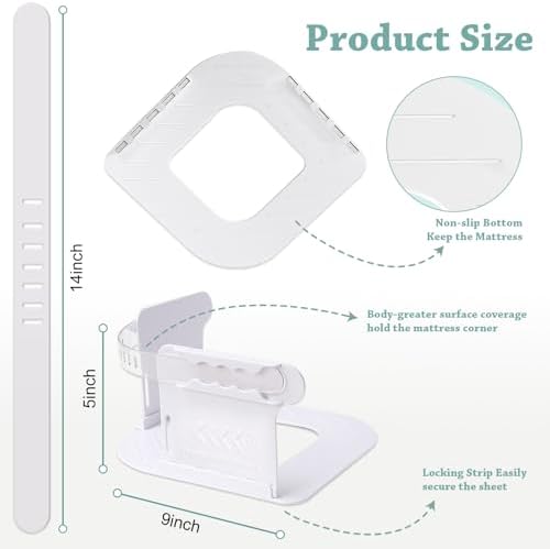 Bed Sheet Holders with Lock Strips for All Mattress Sizes