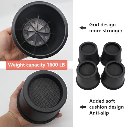 HANIHUA 9 Pack Bed Risers - 4 Heavy Duty for Sofa Bed Desk 3600 lbs Capacity Anti-Slip