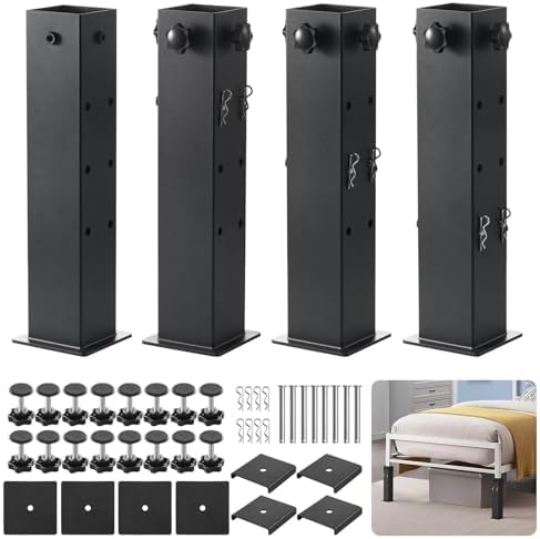 Heavy-Duty Bed Risers - 1742 LB Adjustable Height 6-12 Inches