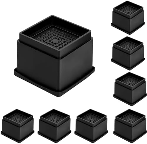 Adjustable Bed Risers 2 Inch Set of 8 with Rubber Pads