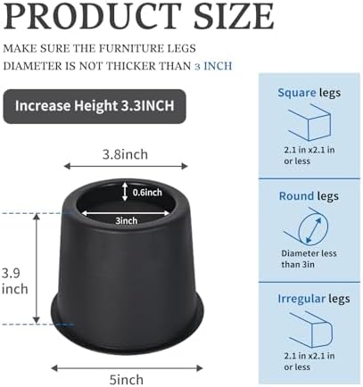 4-Inch Sturdy Bed Risers Under Bed Storage