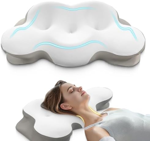 Ergonomic Cervical Neck Pillow with Cooling Fabric Relief