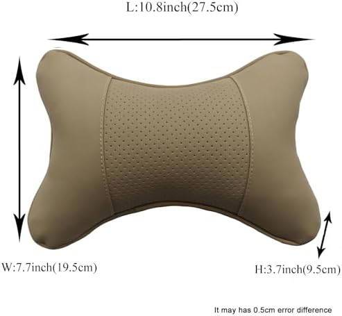 Protection for Neck Cervical Plus Comfort All in Your Car 2-Piece Car Neck Pillow - Pu Leather Soft Durable Beige