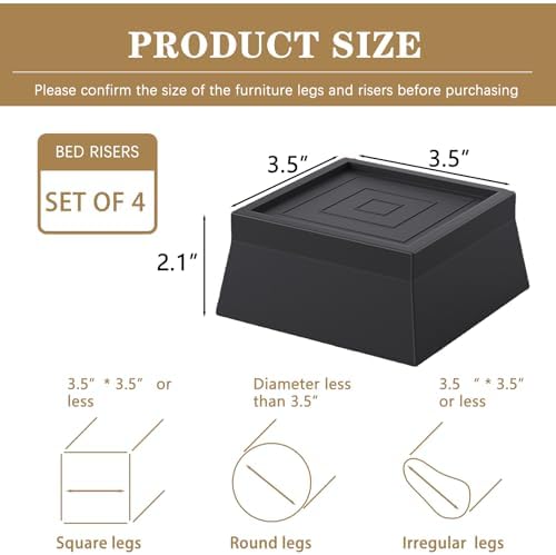 Zeminior 2 Inch Heavy Duty Bed Risers 4 Pack
