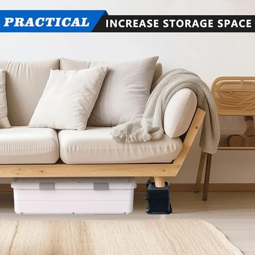 Sturdy Bed Risers - Adjustable Noise-Free Reliable for Sofa Desks More