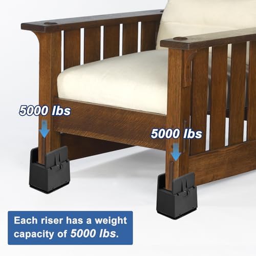 4-Piece Black Bed Risers Adjustable Sturdy for 5000 lbs Perfect for Home Kitchen