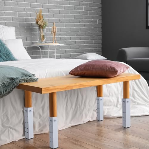 4 Pack White Carbon Steel Bed Risers for Dorm Rooms