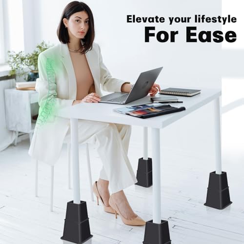 ANNKUT 8 Inch Heavy Duty Bed Risers 8 Pack Black