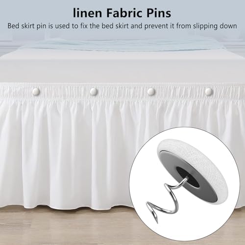 AHAILUOO 12 Colors 100 Fabric Covered Button Twist Pins for Sofa Upholstery and Bed Skirts - Rice White