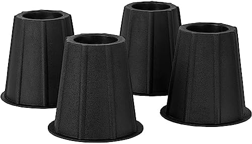 Home It 5-6 inch Super Quality Bed Risers Round Furniture Risers for Sofa Stackable Great for College Dorms 4-Pack Black