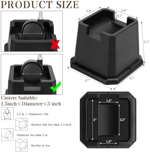 Adjustable Bed Rusher Set of 4