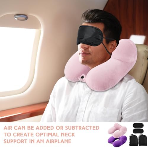 BlISS Pro 2-Pack Inflatable Travel Neck Pillow for Planes