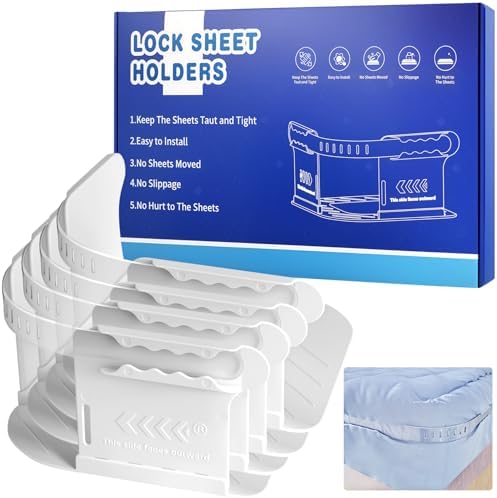 YnipandaHeavy-Duty Bed Sheet Holder with 4PCS Lock Strips for Mattress Keep Sheets Tight Secure in Place