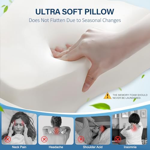 ComRola Memory Foam Neck Pillow for Pain Relief and Comfort