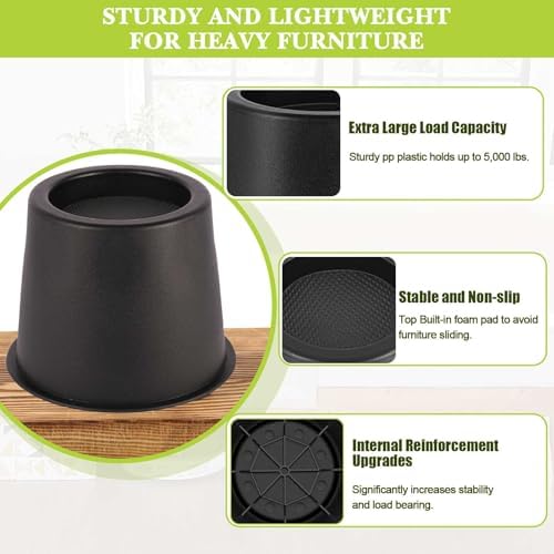 Sturdy Bed Risers with 4-Inch Lift