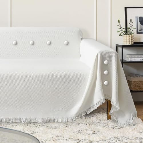 Flax Button Twist Pins for Bed Skirts Sofa Covers Upholstery Armchair Caddies Slipcovers - Rice White 12 Pack