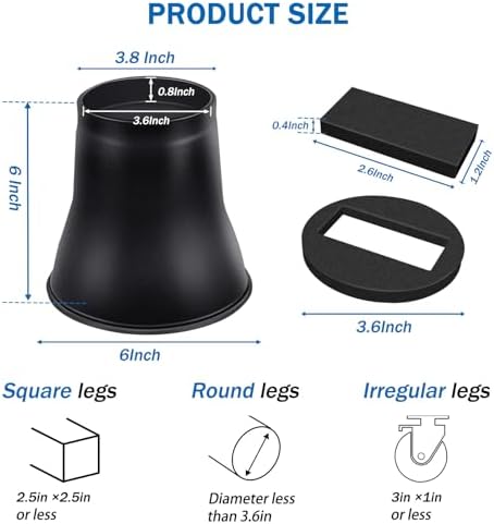 ANNKUT Bed Risers 6 Inch Heavy Duty 4 Pack