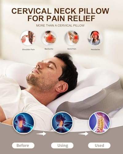 FEICO Cervical Pillow Neck Pain Relief Memory Foam Sleep Support