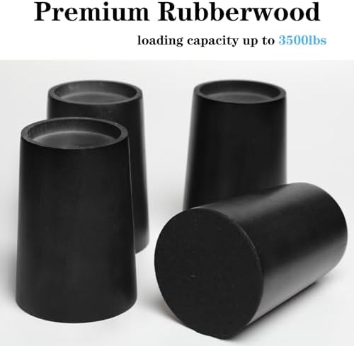 Black Tapered Bed Risers Set of 4 Heavy Duty Bed Risers with Felt Pads