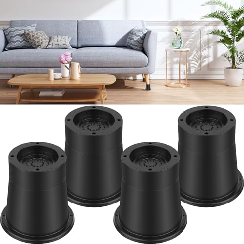 Adjustable Bed Risers for Beds Non-Slip Vibration Reduction 4-Pack Bed Riser Set