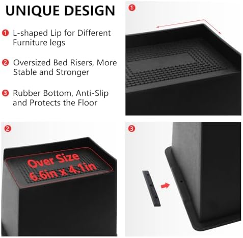 4-Piece SetHeavy-Duty Bed Risers for Sofa Bed and more