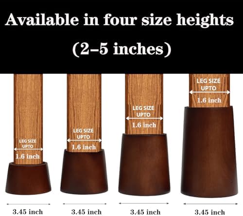 Wooden Furniture Risers 4 Inch Tapered Set of 4
