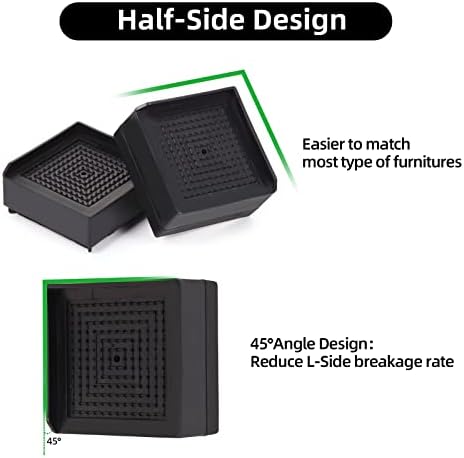 Diveken 15 Heavy-Duty Furniture Risers for Beds Desks Sofa Table and more Black Set of 4