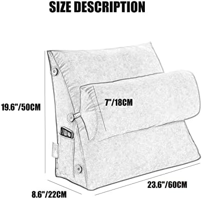 Wedge Shaped Reading Pillow with Adjustable Neck Support Back Lumbar Sleep Better