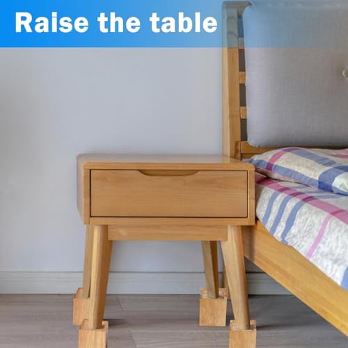 GNIEMCKIN Set of 4 Wood Bed Risers 4 Inch High