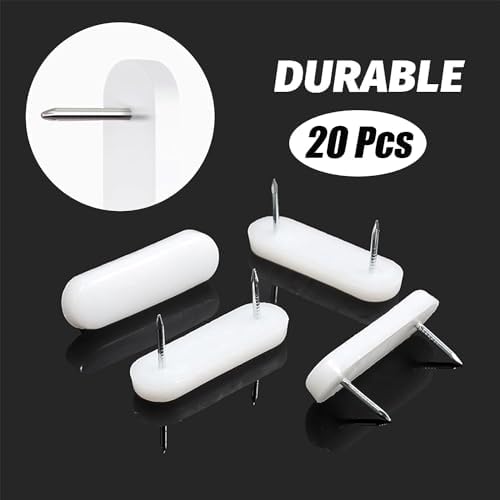 AKOAK White Bed Skirt Pins Durable Bedding Accessories for Bed Skirts and Slipcovers 20 Pack