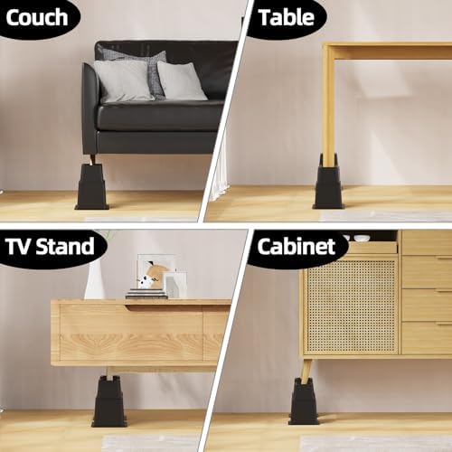 3 5 or 8 Inch Bed Risers Heavy Duty Set of 6 Black