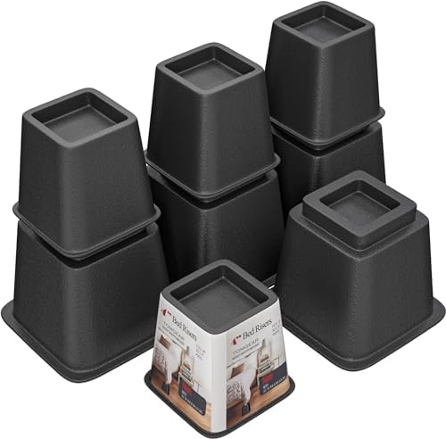 TomGear Bed Risers 9 Inch Set of 8 Black