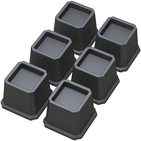 Whynonap Bed Risers Ultimate 3-Inch Heavy Duty Bed Elevators for Sofa Table Furniture Set of 6 for Up to 3000 Lbs Black