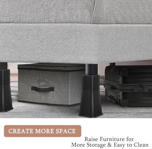 Set of 4 12 Inch Heavy Duty Bed Risers Black