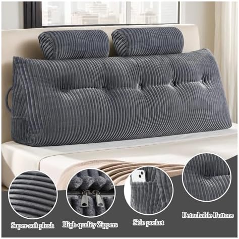 HDNSAUD Headboard Neck Pillow 2-Pack with Removable Cover