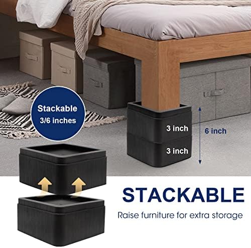 Premium 3-Inch Over_SIZE Bed Riser for 6000lbs with Stackable Design