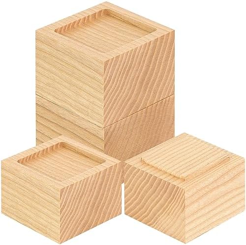 FASONLA Solid Oak Bed Risers - Set of 4 with 2 Height Lift
