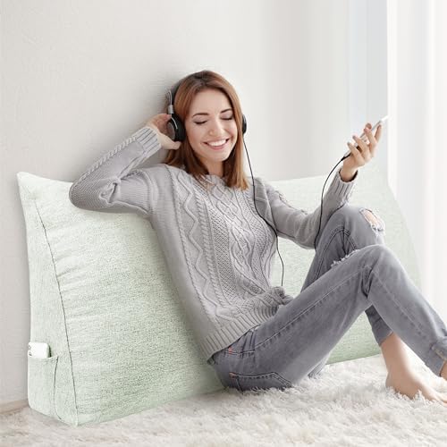 Queen XXL Wedge Headboard Pillow for Bed Rest or Sitting