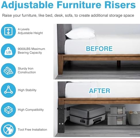 IRONWALLS Dorm Bed Risers Heavy Duty 4 Pack